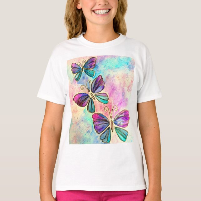 Camiseta de mariposas coloridas (Anverso)