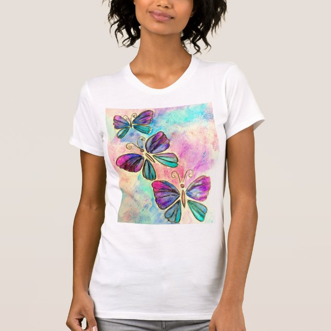 Camiseta de mariposas coloridas - Arte (Anverso)