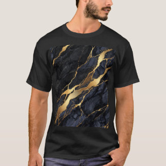 Camiseta de mármol abstracto de oro negro Luxury A
