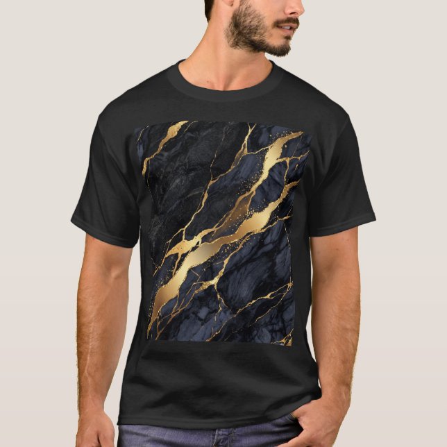 Camiseta de mármol abstracto de oro negro Luxury A (Anverso)