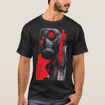 Camiseta de Máscara de Gas Trash Polka Rojo Negro