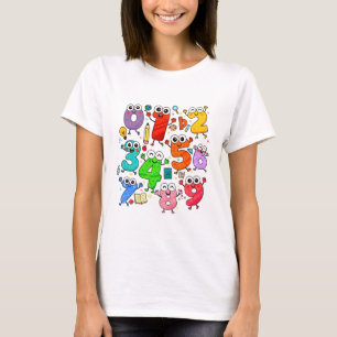 Camiseta de matemáticas de números coloridos para