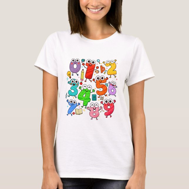 Camiseta de matemáticas de números coloridos para  (Anverso)