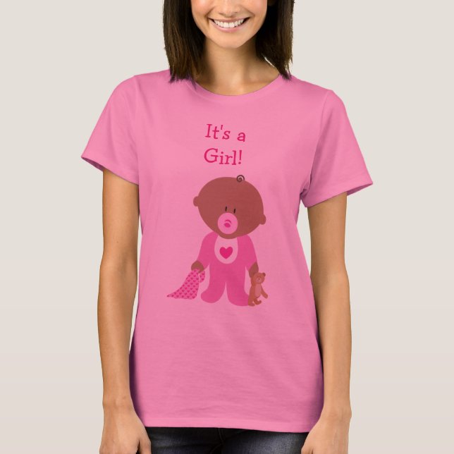 Camiseta De Maternidad De Bebé Cuta Rosa (Anverso)