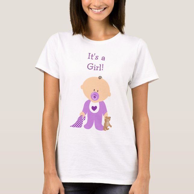 Camiseta De Maternidad De Bebé Cute Purple Vestida (Anverso)