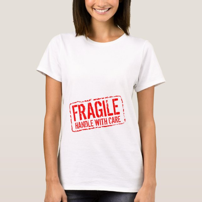Camiseta de maternidad divertida | Manejo frágil c (Anverso)