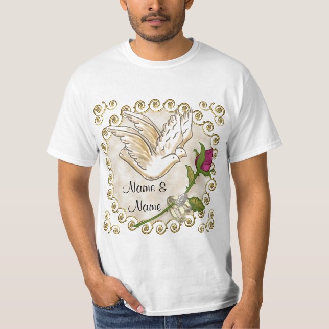 Camiseta de matrimonio personalizada Dove (Anverso)