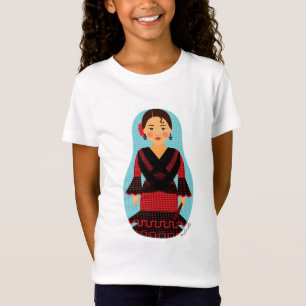 Camiseta de Matryoshka, vestida de rojo español