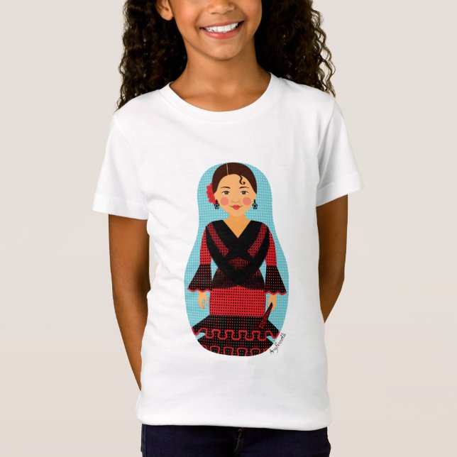 Camiseta de Matryoshka, vestida de rojo español (Anverso)