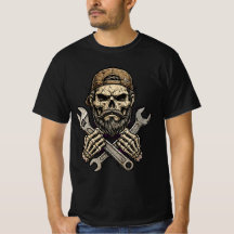 Camiseta de Mecánico de Cráneo con Llave - Camiset