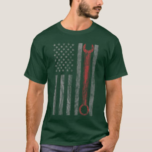Camiseta de mecánico Vintage Distressed con bander