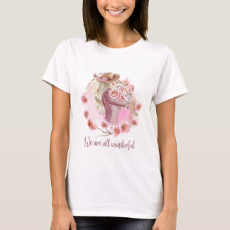 Camiseta de media manga con muñeca hermosa impresa