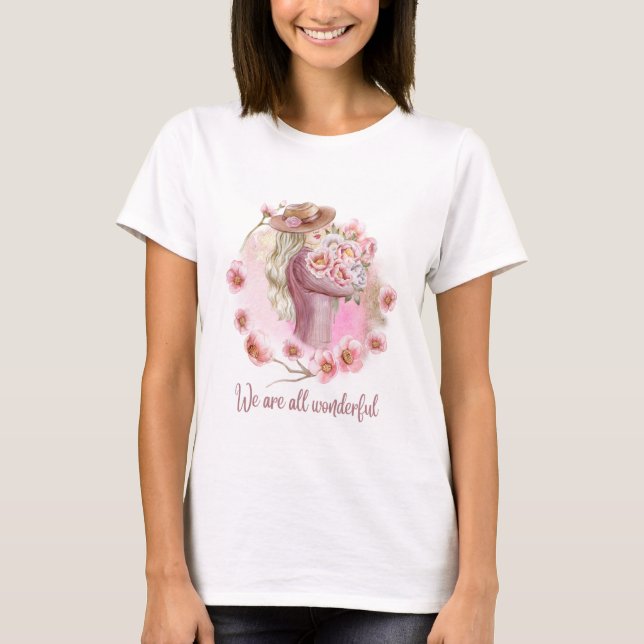 Camiseta de media manga con muñeca hermosa impresa (Anverso)