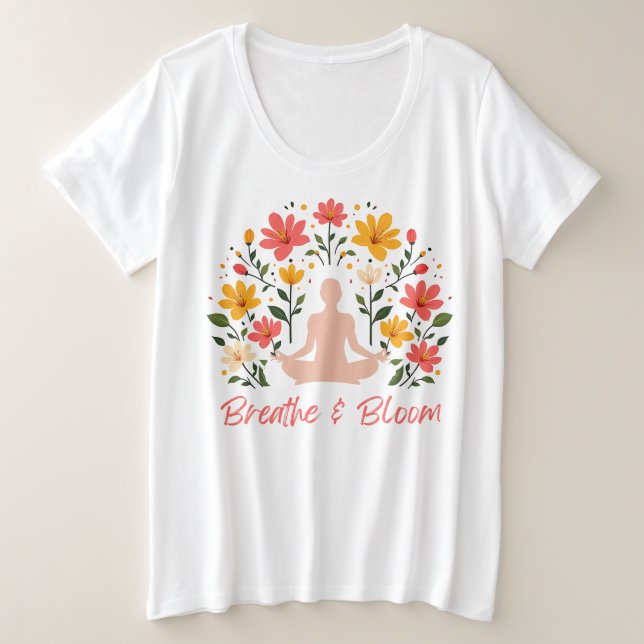 Camiseta de Meditación Breathe & Bloom Plus Size (Anverso del diseño)