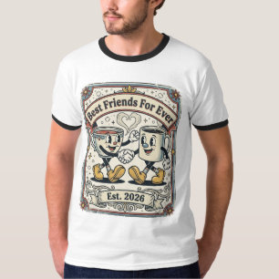 Camiseta de mejores amigos de dibujos animados par