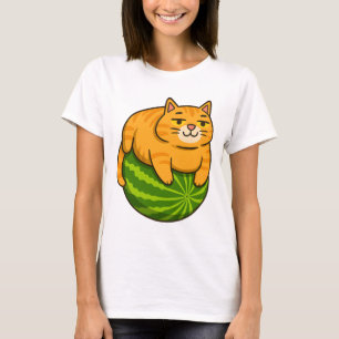 Camiseta de meme de gato gordo en sandía