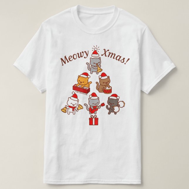Camiseta de Meowy Navidades: Banda de coches de ga (Diseño del anverso)