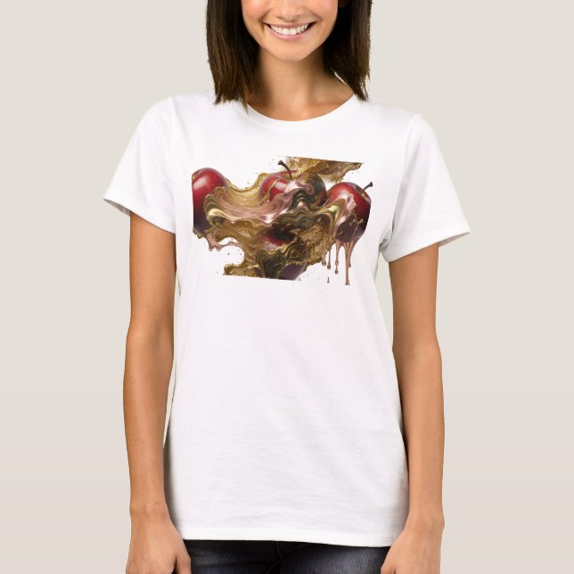 Camiseta de moda con estampado abstracto de manzan (Anverso)