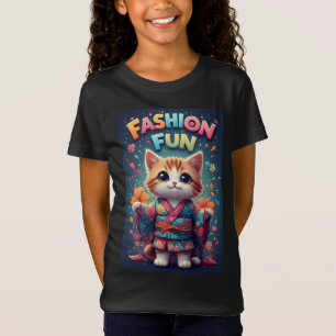 Camiseta de Moda de Gato Kimono Floral Regalo Dive