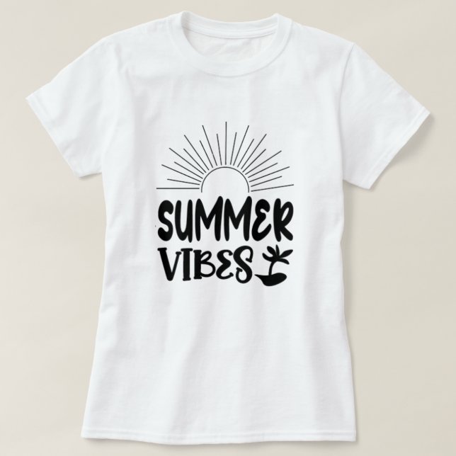 Camiseta de moda de verano con vibraciones de sol  (Diseño del anverso)