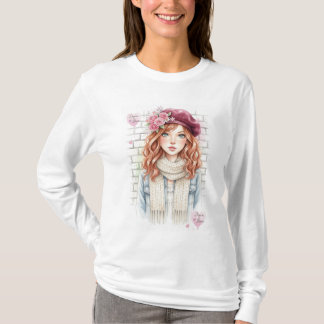 Camiseta de moda floral chic de estilo parisino co