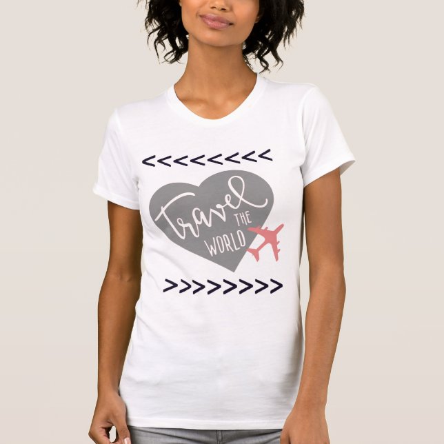 Camiseta De moda, Mujeres, Damas, Camisas De Viaje. (Anverso)