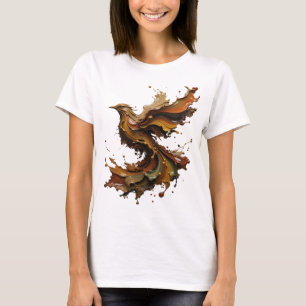 Camiseta de moda naranja con arte abstracto