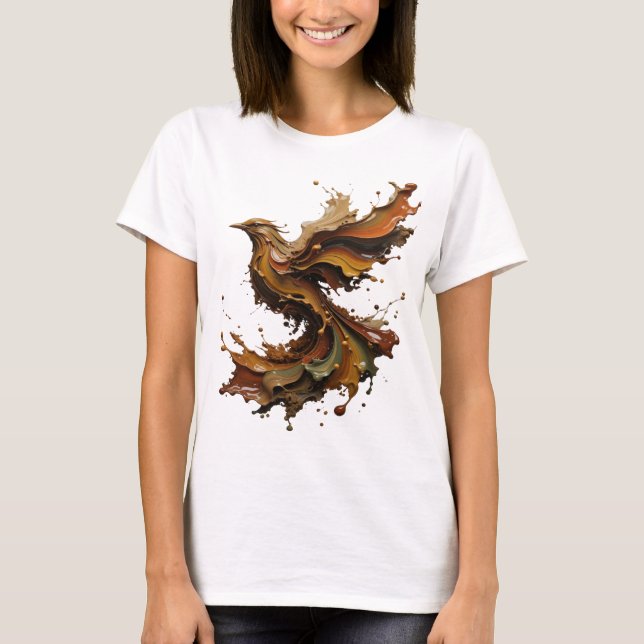 Camiseta de moda naranja con arte abstracto (Anverso)