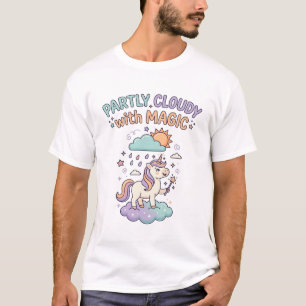 Camiseta De Moda Unicornio Parcialmente Nublado Co