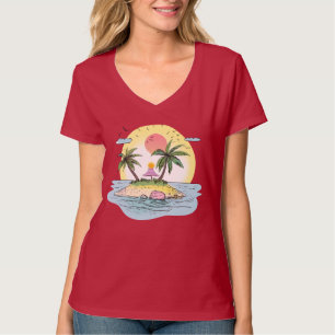 Camiseta de moda urbana con puesta de sol en isla 