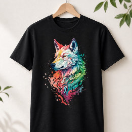 Camiseta de moda urbana gráfica de lobo, audaz y c