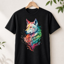 Camiseta de moda urbana gráfica de lobo, audaz y c