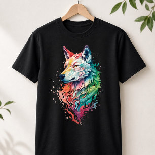 Camiseta de moda urbana gráfica de lobo, audaz y c