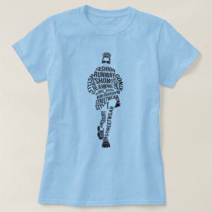 Camiseta de modelo de moda de pasarela