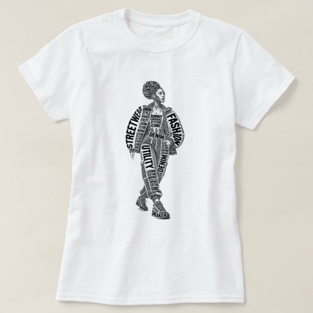 Camiseta de modelo de moda de pasarela (Diseño del anverso)