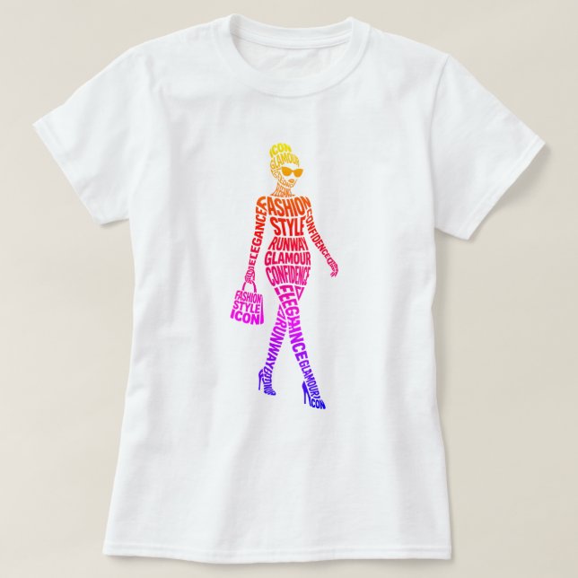Camiseta de modelo de moda de pasarela (Diseño del anverso)