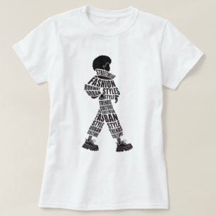 Camiseta de modelo de moda de pasarela