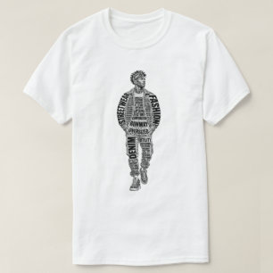 Camiseta de modelo de moda de pasarela