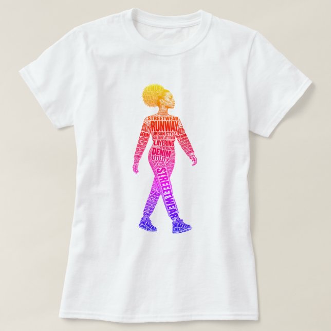 Camiseta de modelo de moda de pasarela (Diseño del anverso)