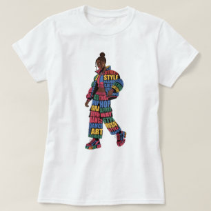 Camiseta de modelo de moda de pasarela