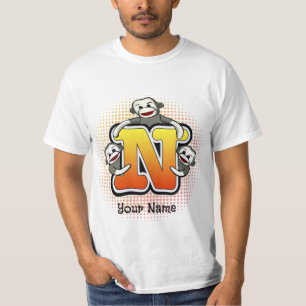 Camiseta de mono de calcetín con monograma N