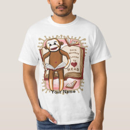 Camiseta de mono de calcetín leyendo