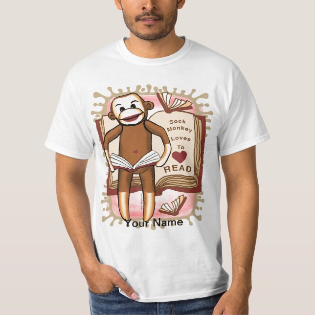 Camiseta de mono de calcetín leyendo (Anverso)