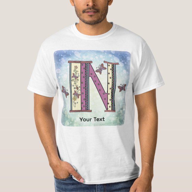 Camiseta de monograma floral N (Anverso)
