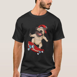 Camiseta De Monopatín Pug Perro Cachorro Divertido