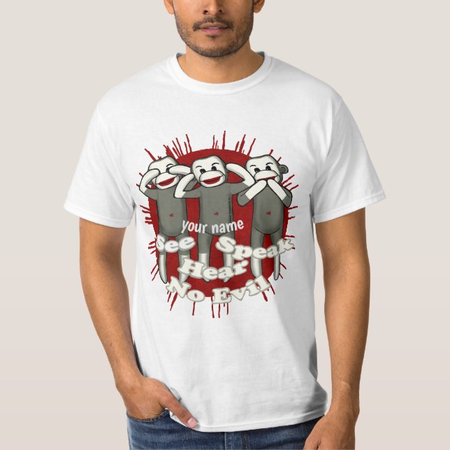 Camiseta de monos de calcetín 'Speak No Evil' (Anverso)