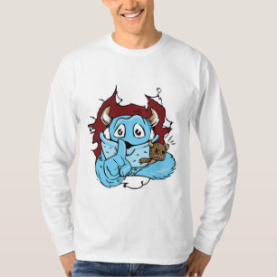 Camiseta de monstruo blanco y azul rara pero diver