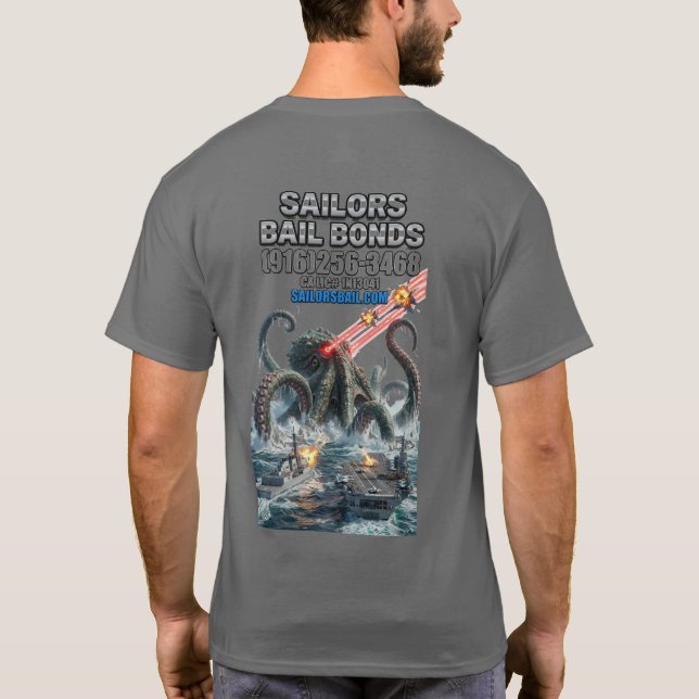Camiseta de Monstruo Marino contra la Armada de EE (Reverso)