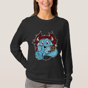 Camiseta de monstruo negro y azul rara pero divert