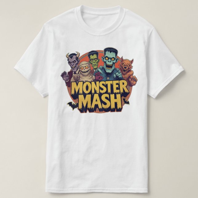 Camiseta de Monstruos Halloween Retro (Diseño del anverso)
